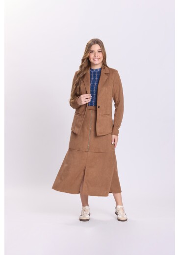 Blazer Paola Em Suede Caramelo Hapuk Outono/Inverno 2026