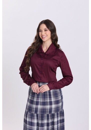 Camisa Sasha Em Tricoline Bordô Hapuk Outono/Inverno 2026