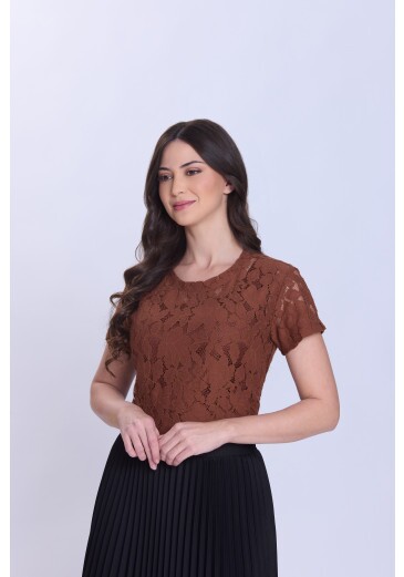 Blusa Ana Alice Em Renda Marrom Hapuk Primavera/Verão 2027