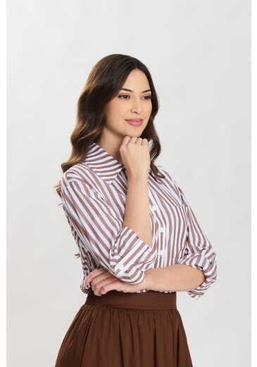Camisa Yara Em Tecido Plano Listrado Caramelo Hapuk Primavera/Verão 2027