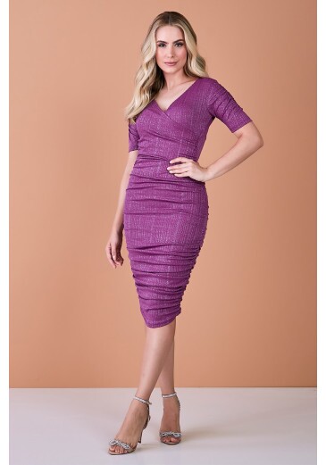 Vestido Mel Tecido Gabrieli Com Brilho Roxo Tata Martello Outono/Inverno 2023