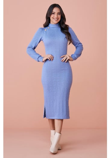 Vestido Adria Em Trico Azul Tata Martello Outono/Inverno 2024