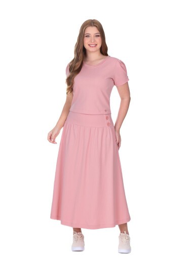 Conjunto Marleide Em Malha Texturizada Rose Hapuk Primavera/Verão 2027