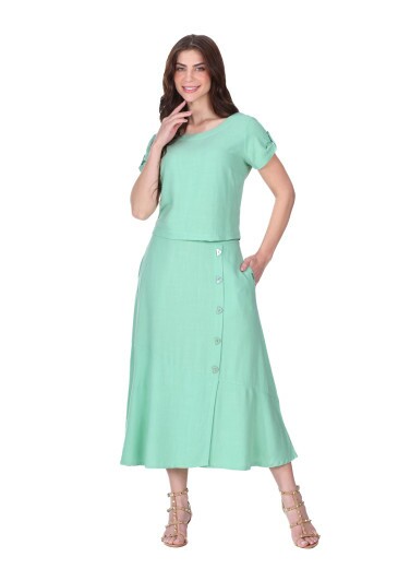 Conjunto Hillary Em Tecido Plano Verde Hapuk Primavera/Verão 2026