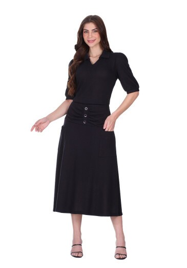 Conjunto Naomi Em Malha Texturizada Preto Hapuk Primavera/Verão 2026
