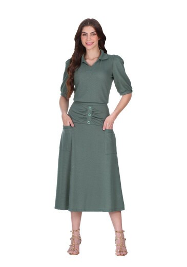 Conjunto Naomi Em Malha Texturizada Verde Hapuk Primavera/Verão 2026