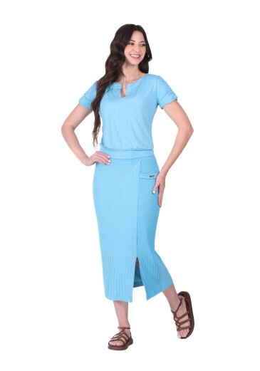 Conjunto Yasmin Em Malha Lisa E Malha Canelada Azul Hapuk Primavera/Verão 2026