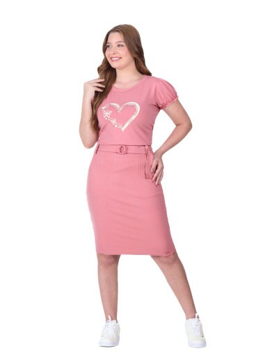 Conjunto Elaine Em Malha Lisa E Malha Canelada Rosa Hapuk Primavera/Verão 2026