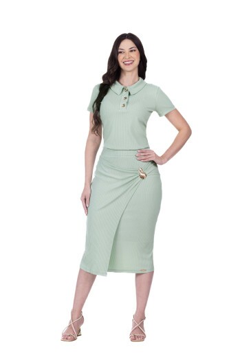 Conjunto Helena Em Malha Canelada Verde Hapuk Primavera/Verão 2026