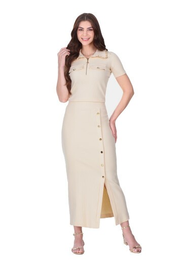 Conjunto Roberta Em Malha Canelada Amarelo Hapuk Primavera/Verão 2026