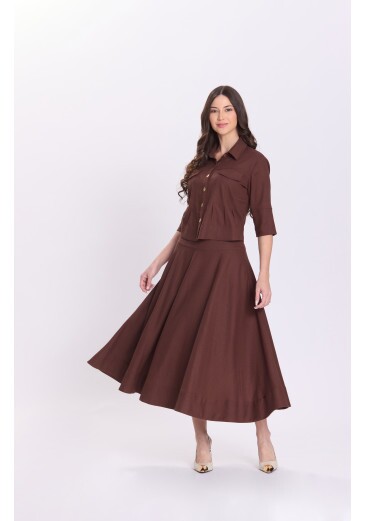 Conjunto Julia Em Tecido Plano De Viscose E Linho Marrom Hapuk Outono/Inverno 2026