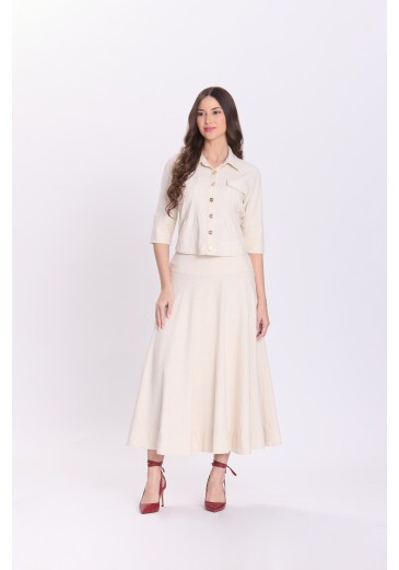 Conjunto Julia Em Tecido Plano De Viscose E Linho Bege Hapuk Outono/Inverno 2026