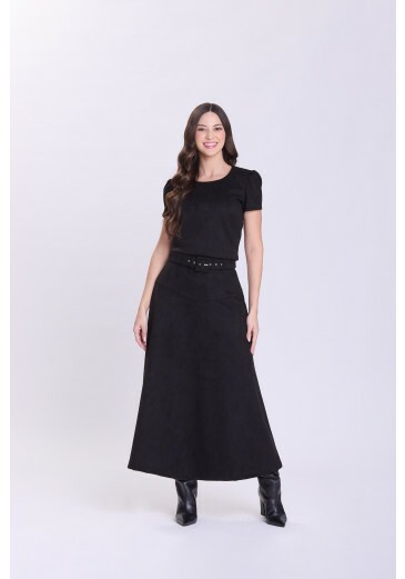 Conjunto Alzira Em Malha Suede Preto Hapuk Outono/Inverno 2026