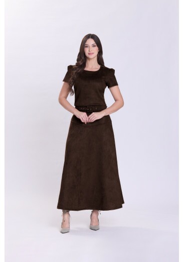 Conjunto Alzira Em Malha Suede Marrom Hapuk Outono/Inverno 2026