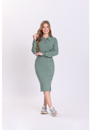 Conjunto Cintia Em Malha Canelada Verde Hapuk Outono/Inverno 2026
