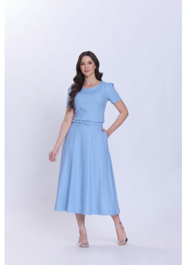 Conjunto Milena Em Plano De Linho Azul Hapuk Primavera/Verão 2027