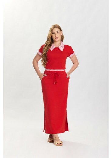 Conjunto Lua Em Moletinho E Tecido Plano Listrado Vermelho Hapuk Primavera/Verão 2027