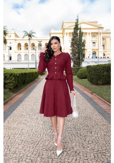 Conjunto Dandara  Em Tweed Marsala Maria Amore Primavera/Verão 2027