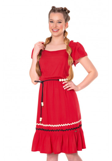 Vestido Tiziane Vermelho Com Cinto  Hapuk Primavera/Verão 2023