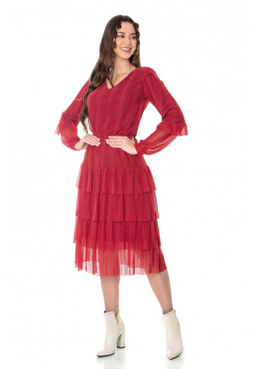 Vestido Stella Em Tule Vermelho Hapuk Outono/Inverno 2022