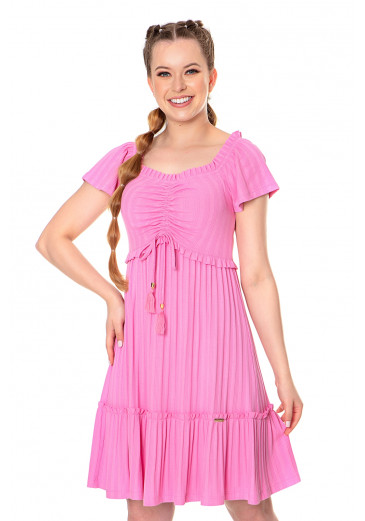 Vestido Keyla Rosa Com Babados Hapuk Primavera/Verão 2023
