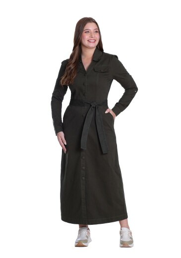 Vestido Amanda Em Jeans Color Verde Militar Hapuk Outono/Inverno 2025