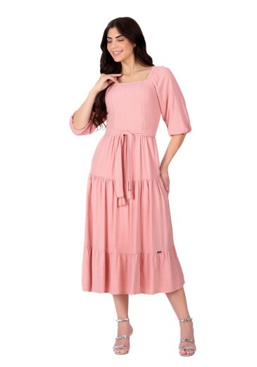 Vestido Nathany Em Tecido Plano Rosa Hapuk Primavera/Verão 2026