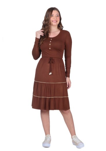 Vestido Cassiane Em Malha Marrom Hapuk Outono/Inverno 2025