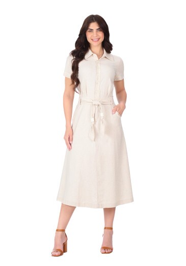 Vestido Marli Em Linho Com Viscose Cru Hapuk Primavera/Verão 2026