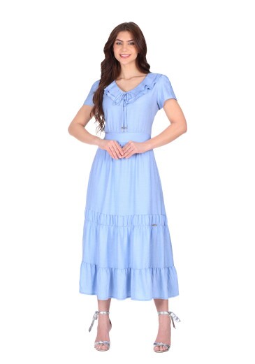 Vestido Janaina Em Viscose Azul Hapuk Primavera/Verão 2026