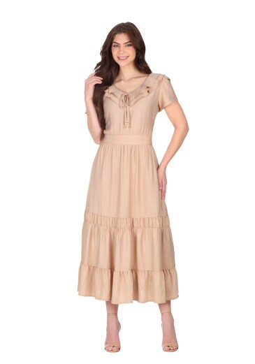 Vestido Janaina Em Viscose Bege Hapuk Primavera/Verão 2026