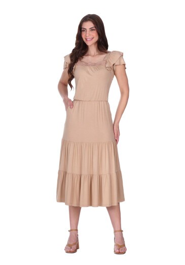 Vestido Tatiana Em Malha Bege Hapuk  Primavera/Verão 2026