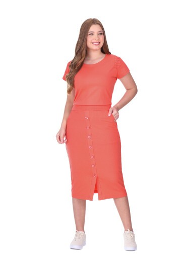Vestido Eliane Em Malha Texturizada Laranja Hapuk  Primavera/Verão 2026