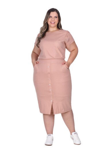 Vestido Eliane Em Malha Texturizada Bege Hapuk  Primavera/Verão 2026