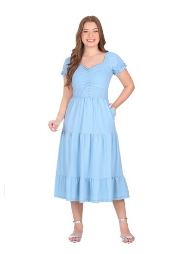 Vestido Amarilys Em Malha Texturizada Azul  Hapuk  Primavera/Verão 2026