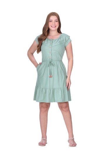 Vestido Paola Em Malha Listrada Verde Hapuk  Primavera/Verão 2026