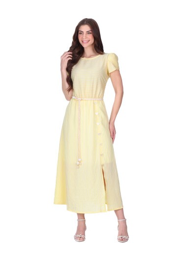 Vestido Fabia Em Tecido Plano Listrado Amarelo Hapuk Primavera/Verão 2026
