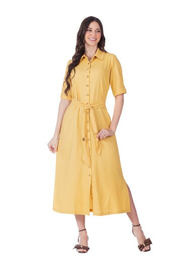 Vestido Neia Em Tecido Plano Amarelo Hapuk Primavera/Verão 2026