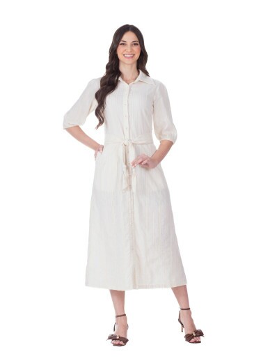 Vestido Pérola Em Tecido Plano Maquinetado Branco Hapuk Primavera/Verão 2026
