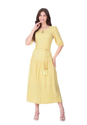 Vestido Thaisa Em Malha Texturizada Amarelo Hapuk Primavera/Verão 2026