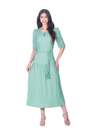 Vestido Thaisa Em Malha Texturizada Verde Hapuk Primavera/Verão 2026