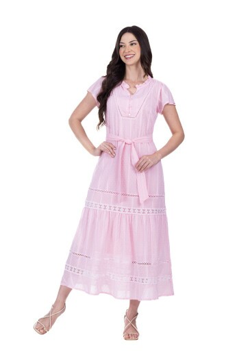Vestido Maitê Em Tecido Plano Rosa Hapuk Primavera/Verão 2026