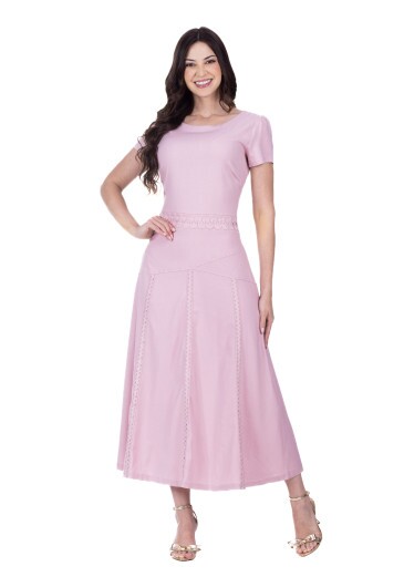 Vestido Cristina Em Tecido Plano De Linho E Viscose Rosa Hapuk Primavera/Verão 2026