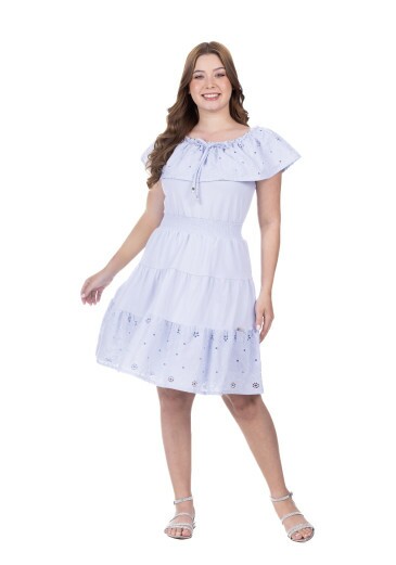 Vestido Alanys Em Malha Lisa E Laise Azul Hapuk Primavera/Verão 2026