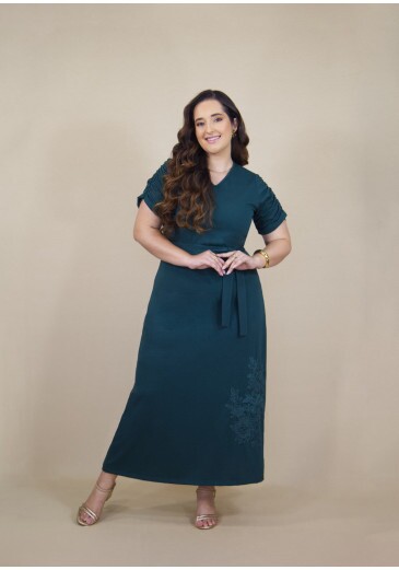 Vestido Em Moletinho Verde Plus Size Hadaza Outono/Inverno 2026