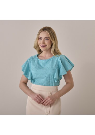 Blusa Carmen Em Laise Maragogi Azul Tata Martello Primavera/Verão 2026
