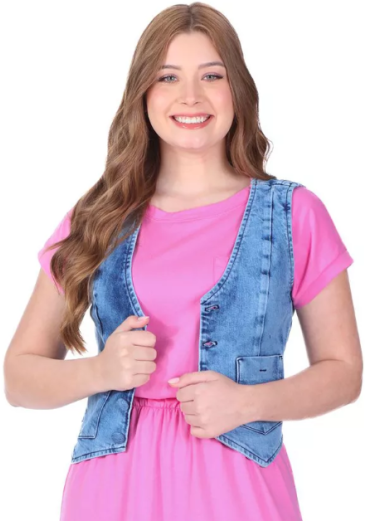 Colete Débora Em Jeans Claro Com Abertura Frontal Hapuk Primavera/verão 2024