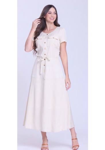 Vestido Thais Em Tecido Plano Bege Hapuk  Outono/Inverno 2026