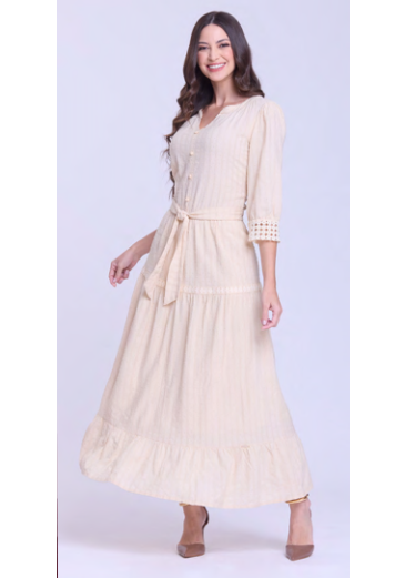 Vestido Ameli Em Tecido Plano Bege Hapuk  Outono/Inverno 2026