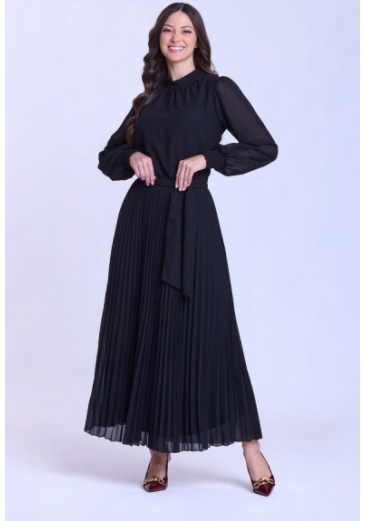 Vestido Liz Em Chiffon Preto Hapuk Outono/Inverno 2026